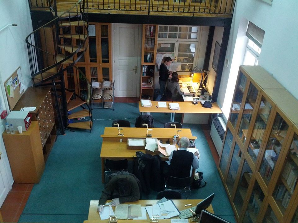 Researchers at work in the archive's library.